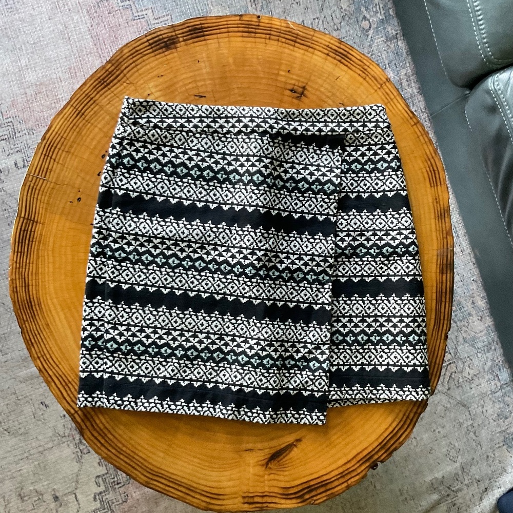 ANN TAYLOR LOFT Womens Cotton Wrap Skirt Nordic Tribal Textured Multicolor Sz 8P